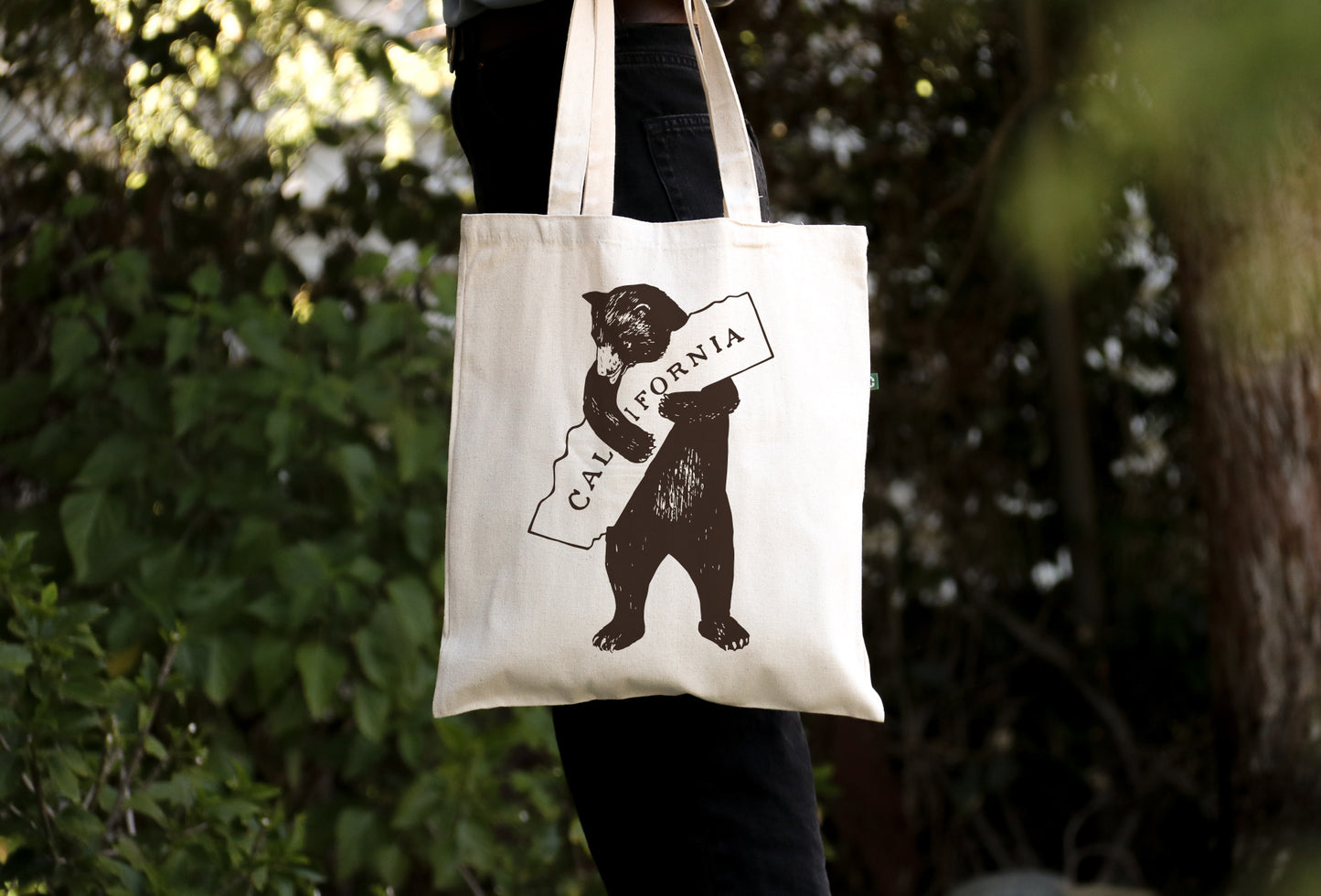 I love California - Canvas Tote Bag - Recycled Cotton - Brown Bear