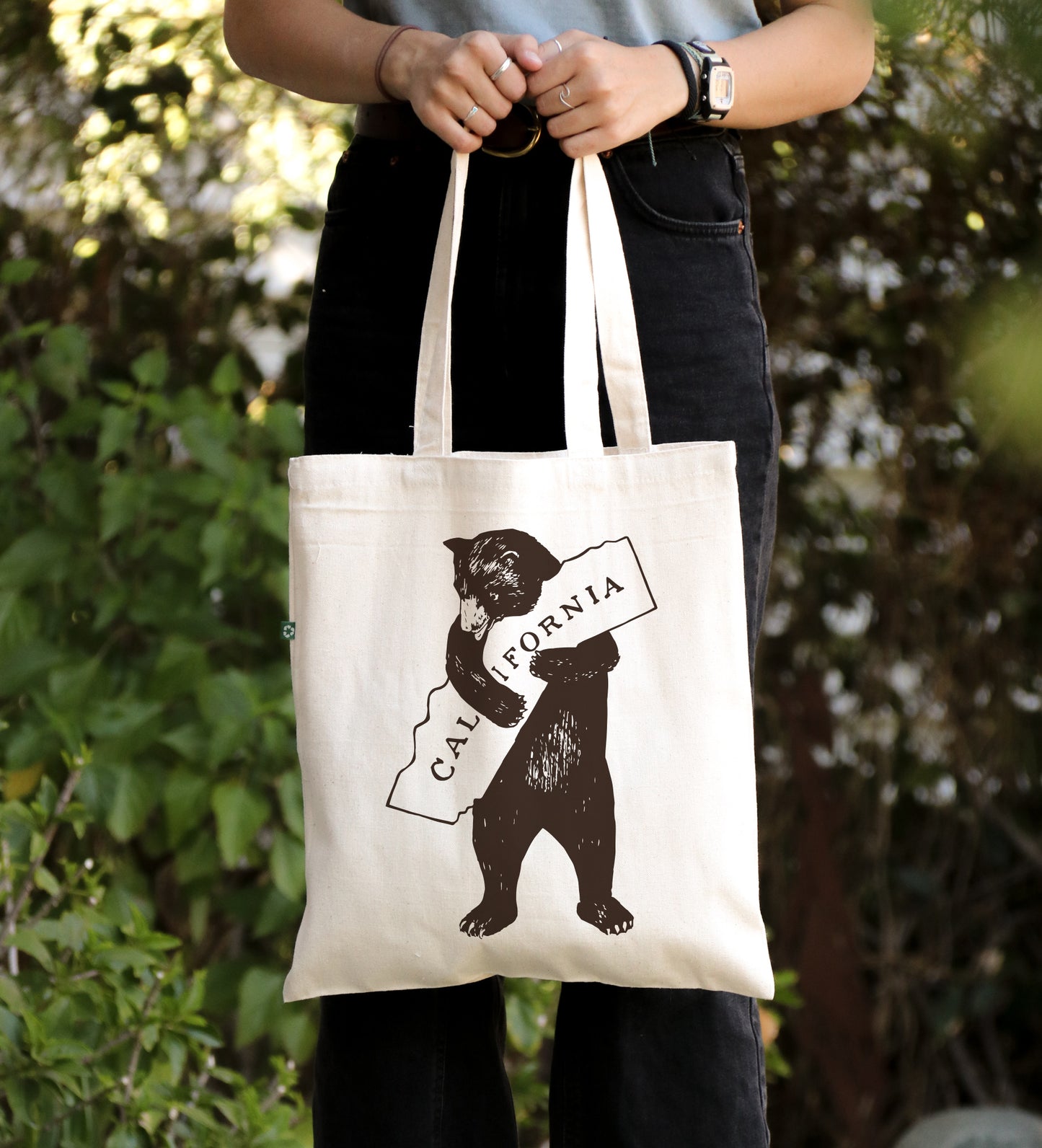 I love California - Canvas Tote Bag - Recycled Cotton - Brown Bear