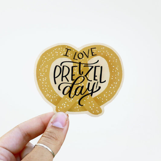 I Love Pretzel Day Sticker
